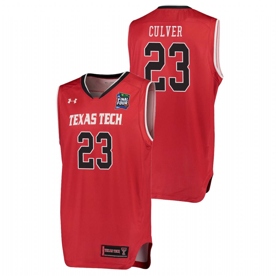 men's texas tech red raiders jarrett culver red 2019 final four replica jersey
