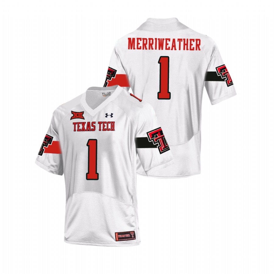 men's texas tech red raiders krishon merriweather white replica football team jersey