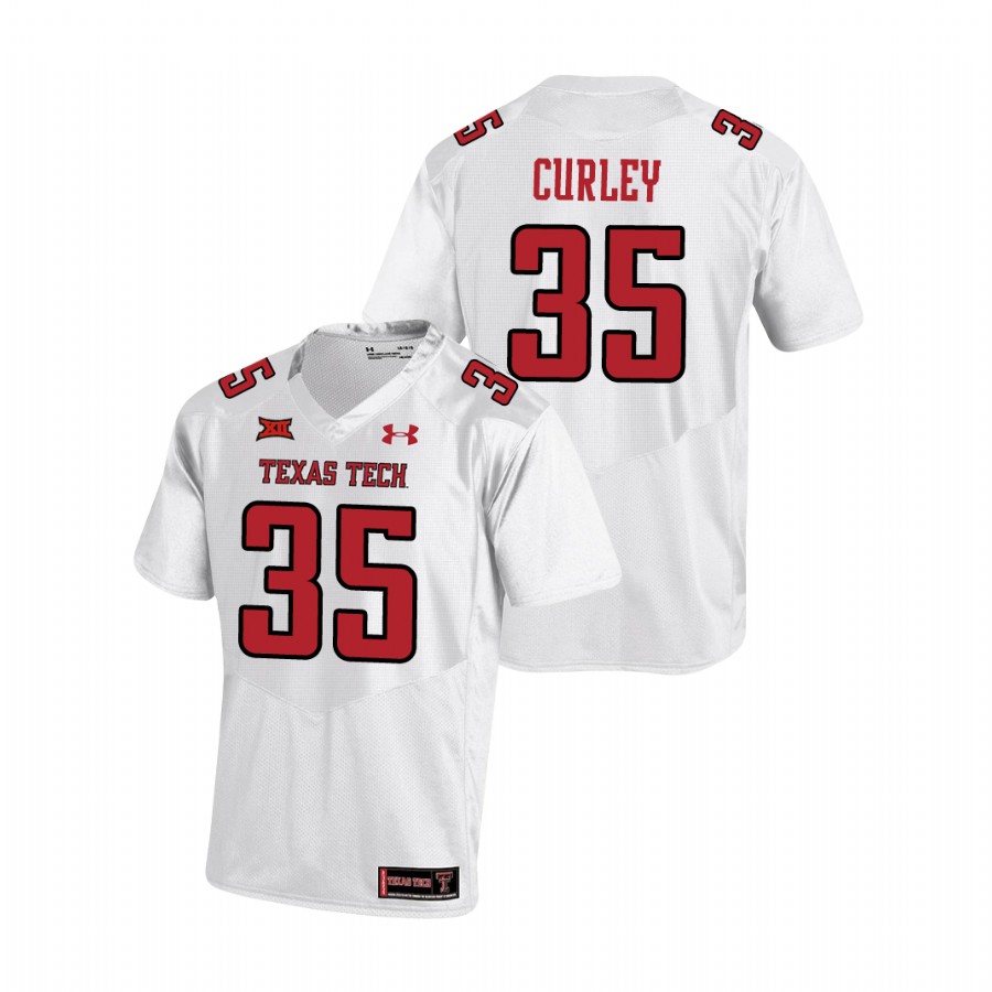 men's texas tech red raiders patrick curley white college football replica jersey