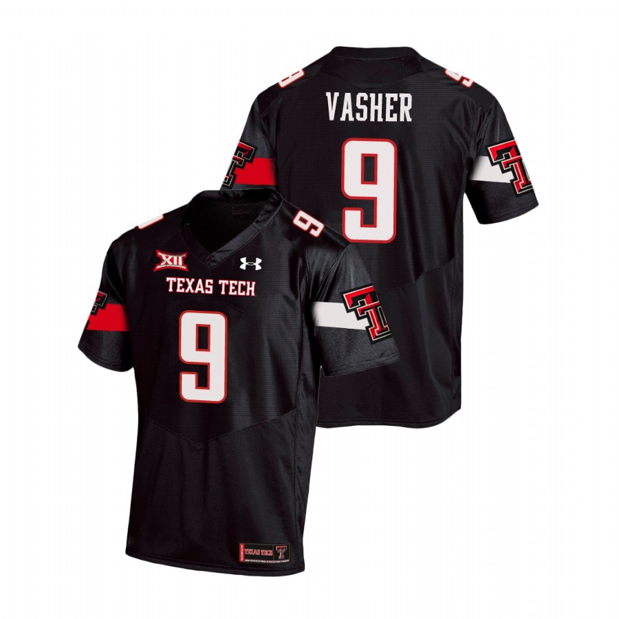 men's texas tech red raiders t.j. vasher black replica football team jersey