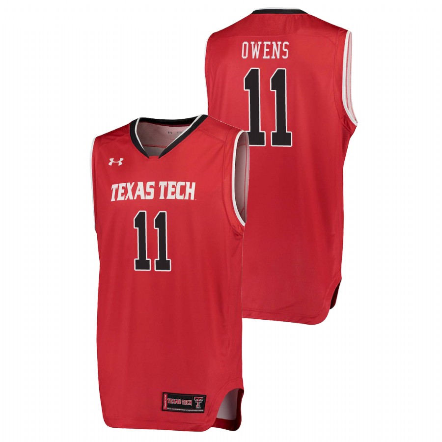 men's texas tech red raiders tariq owens red replica college basketball performance jersey
