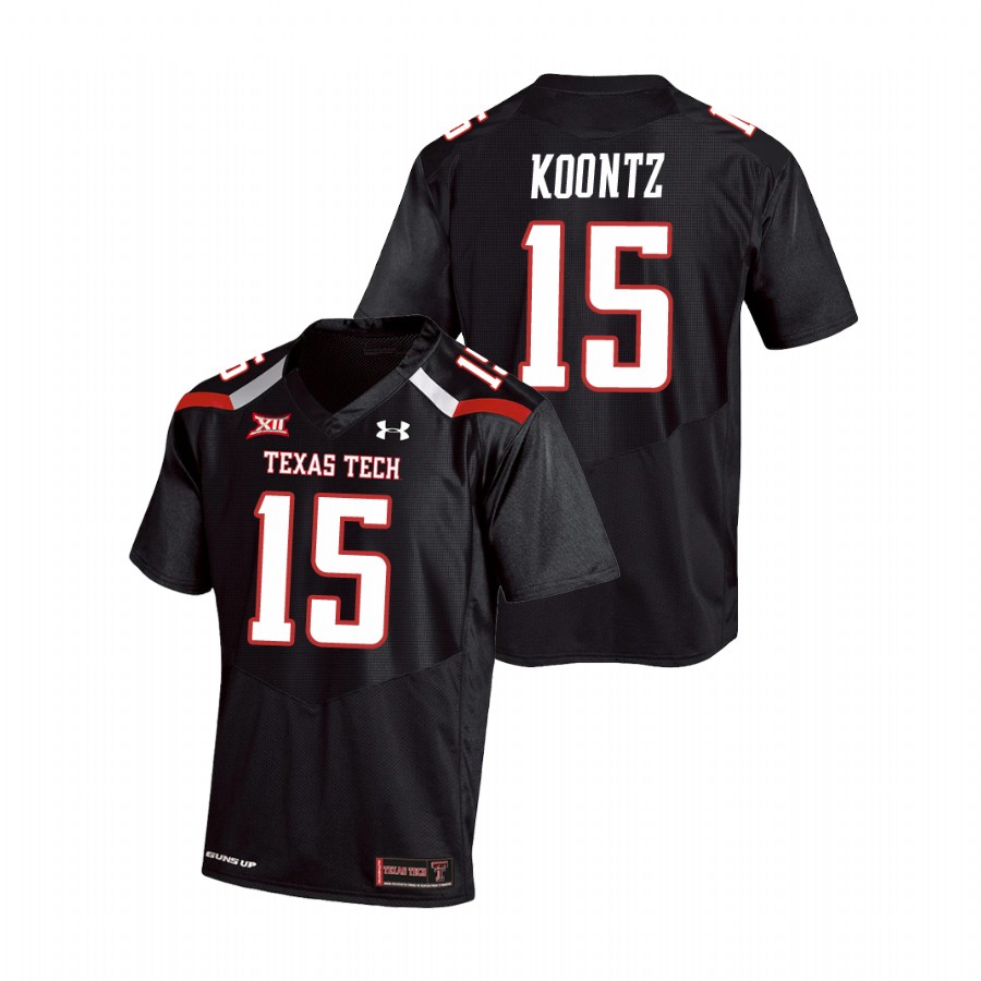 men's texas tech red raiders travis koontz black college football replica jersey