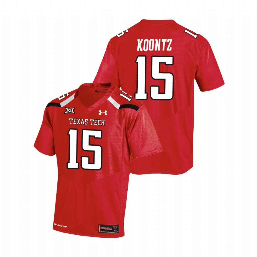 men's texas tech red raiders travis koontz red college football replica jersey