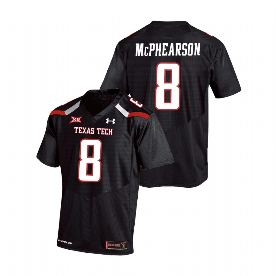men's texas tech red raiders zech mcphearson black college football replica jersey