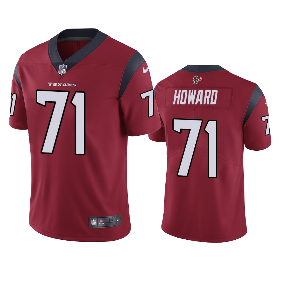 men's tytus howard texans red vapor jersey
