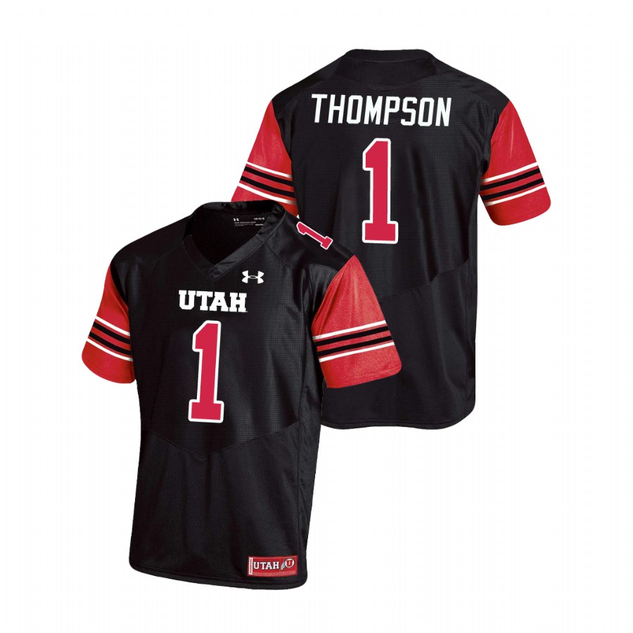 men's utah utes bryan thompson black replica college football jersey