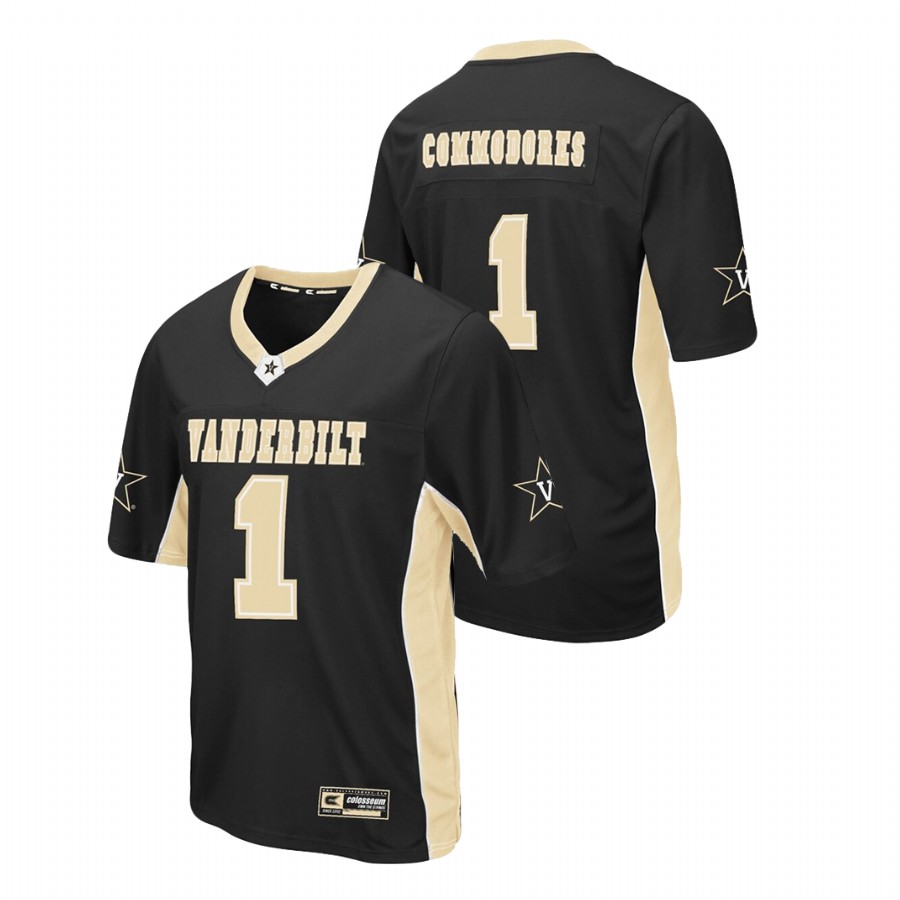 men's vanderbilt commodores 1 black max power football jersey