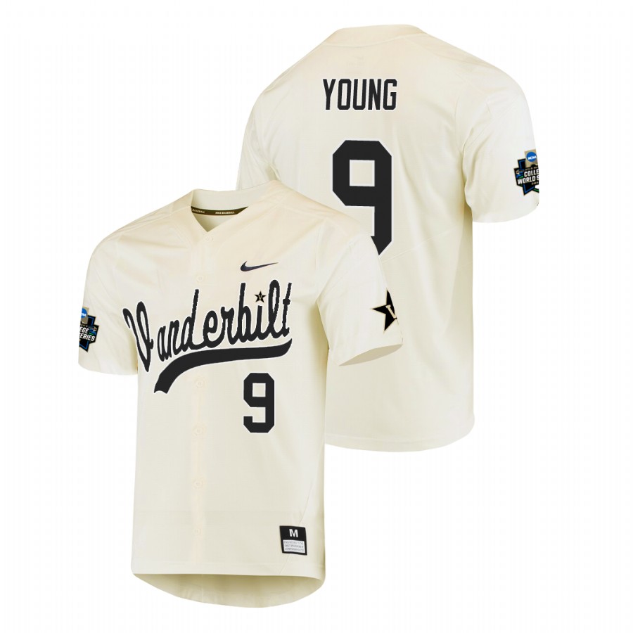men's vanderbilt commodores carter young baseball college world series cream jersey