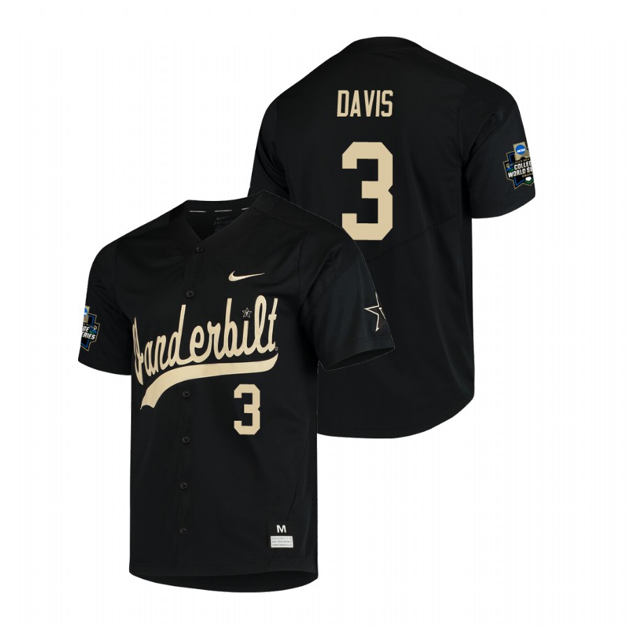 men's vanderbilt commodores cooper davis baseball college world series black jersey