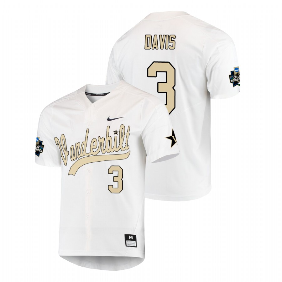 men's vanderbilt commodores cooper davis baseball college world series white jersey