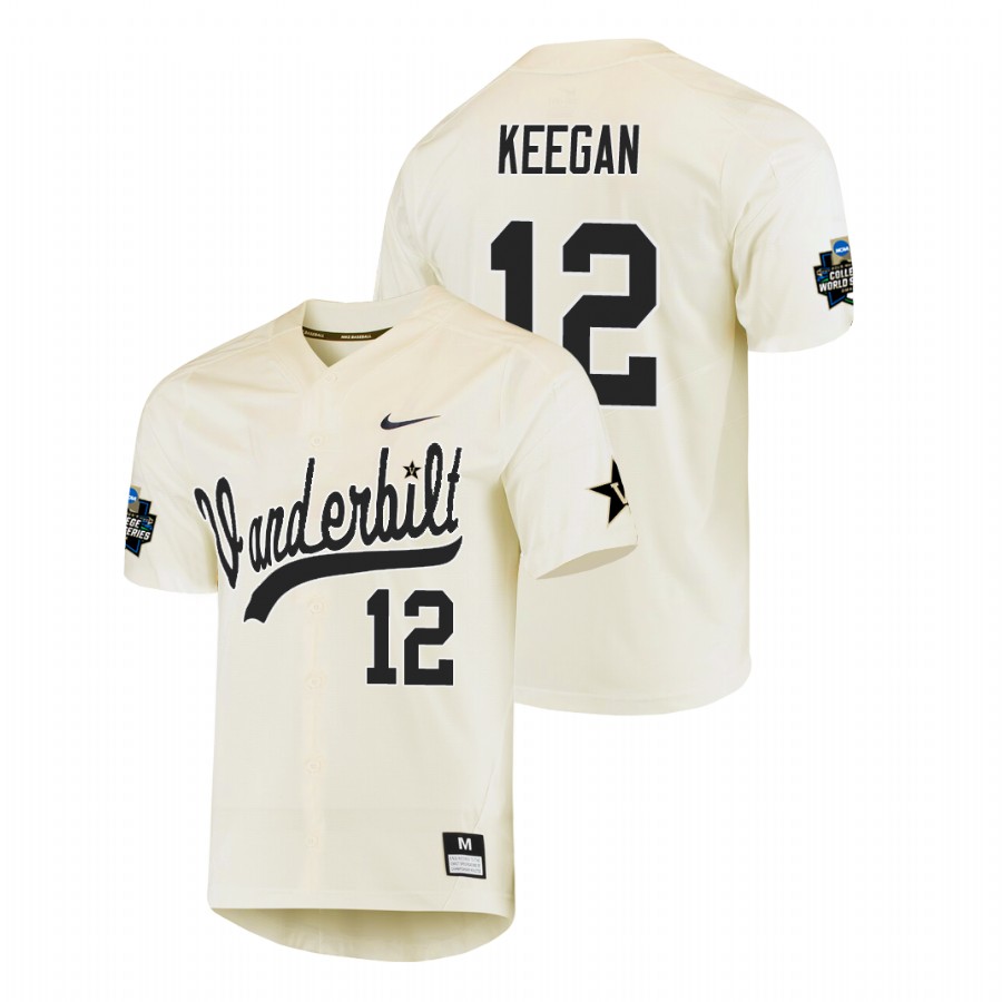 men's vanderbilt commodores dominic keegan baseball college world series cream jersey