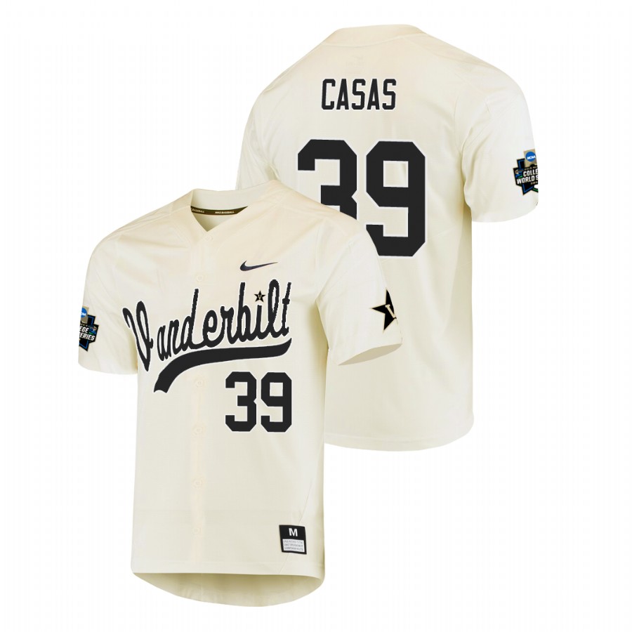 men's vanderbilt commodores gavin casas baseball college world series cream jersey