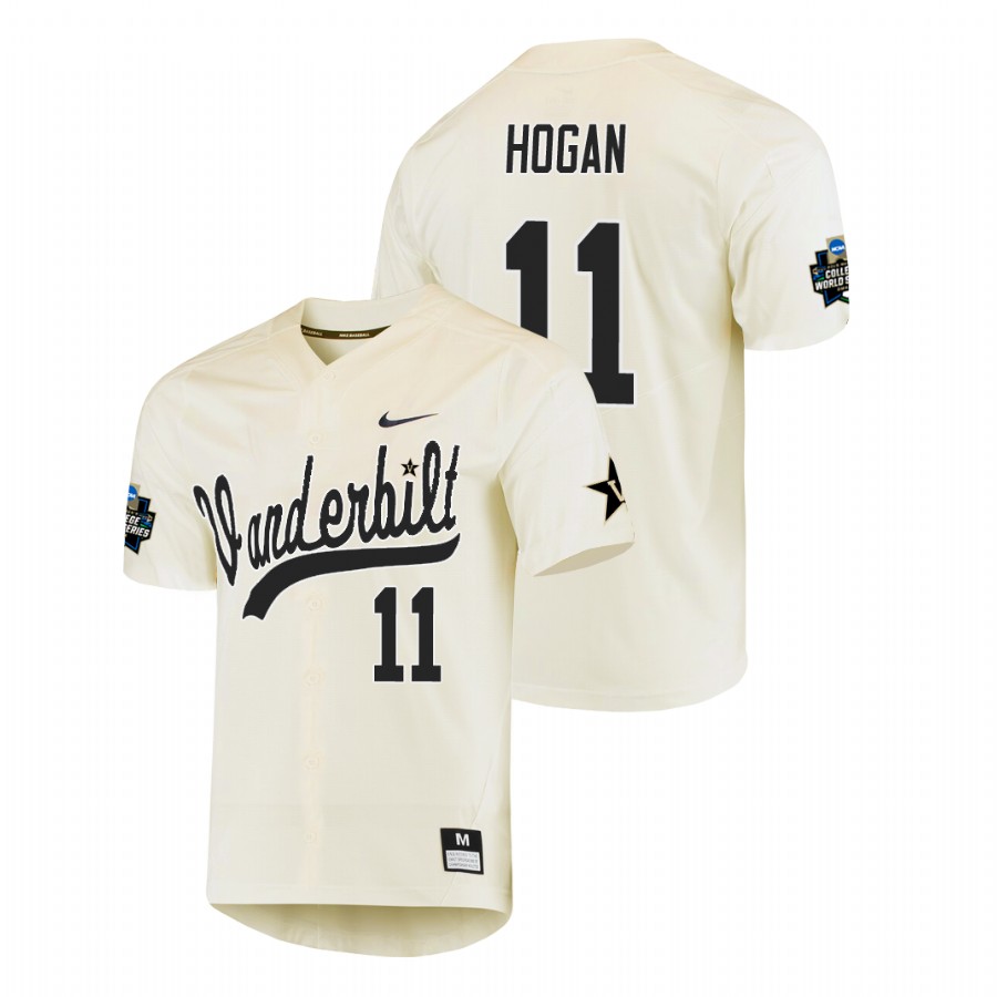 men's vanderbilt commodores matt hogan baseball college world series cream jersey