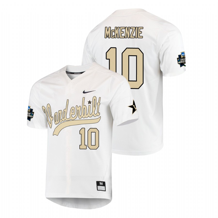 men's vanderbilt commodores t.j. mckenzie baseball college world series white jersey