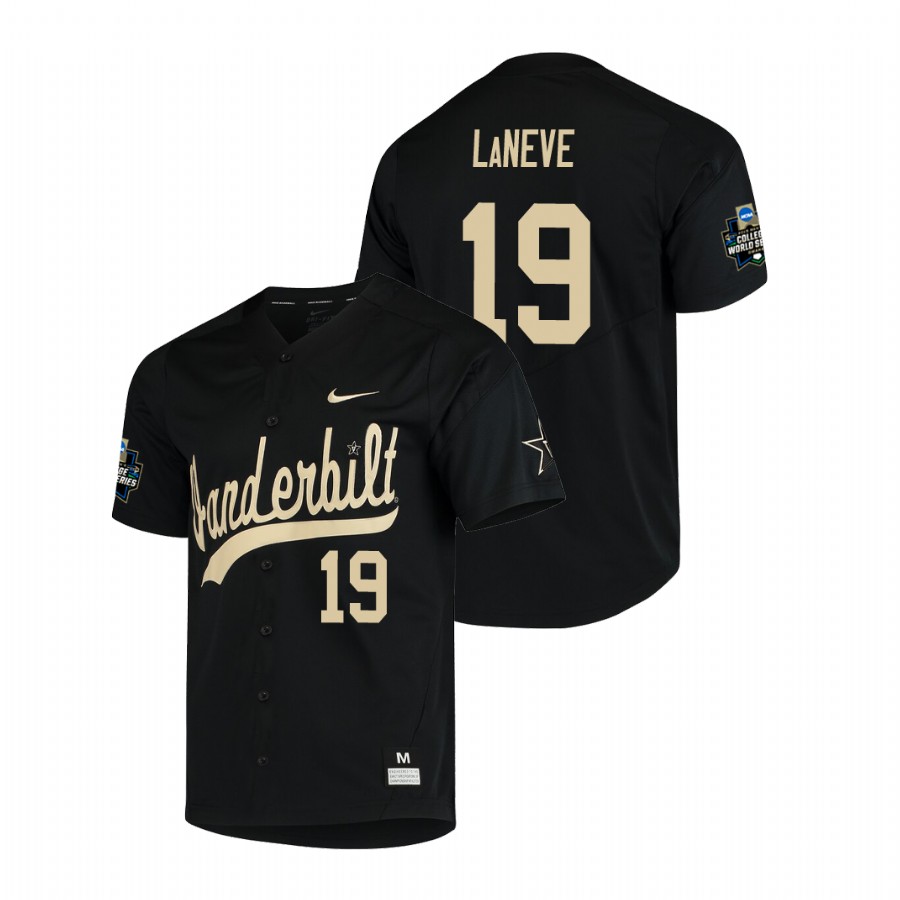 men's vanderbilt commodores troy laneve baseball college world series black jersey