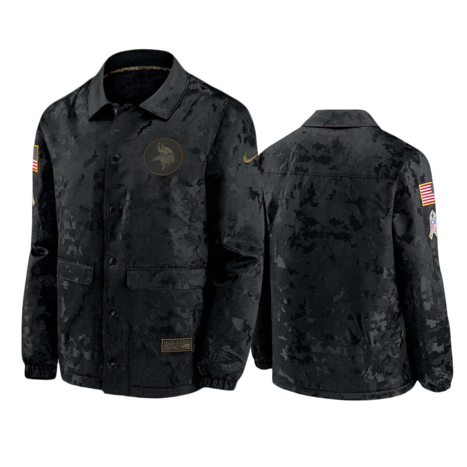 men's vikings black 2020 salute to service sideline satin jacket