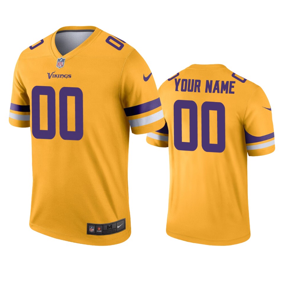 men's vikings custom gold inverted legend jersey