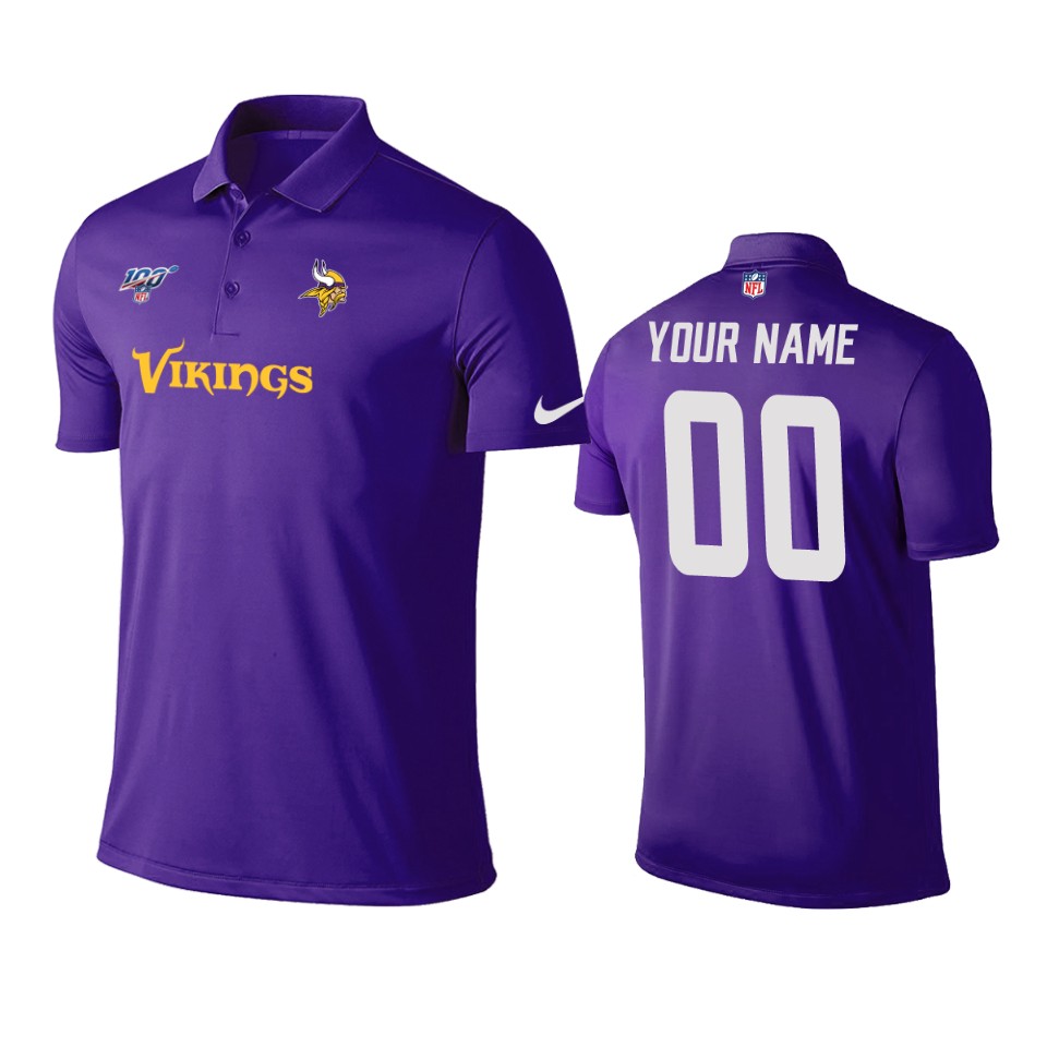 men's vikings custom purple 100th season polo