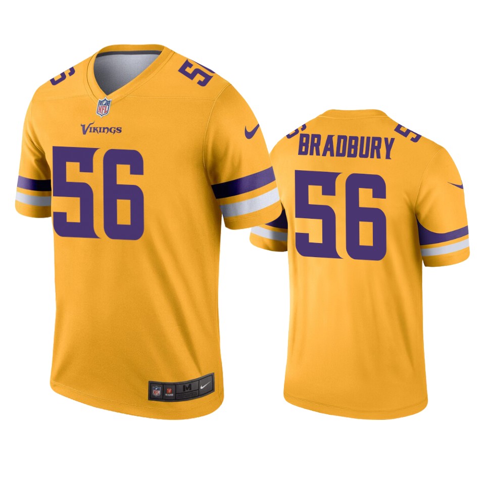 men's vikings garrett bradbury gold inverted legend jersey