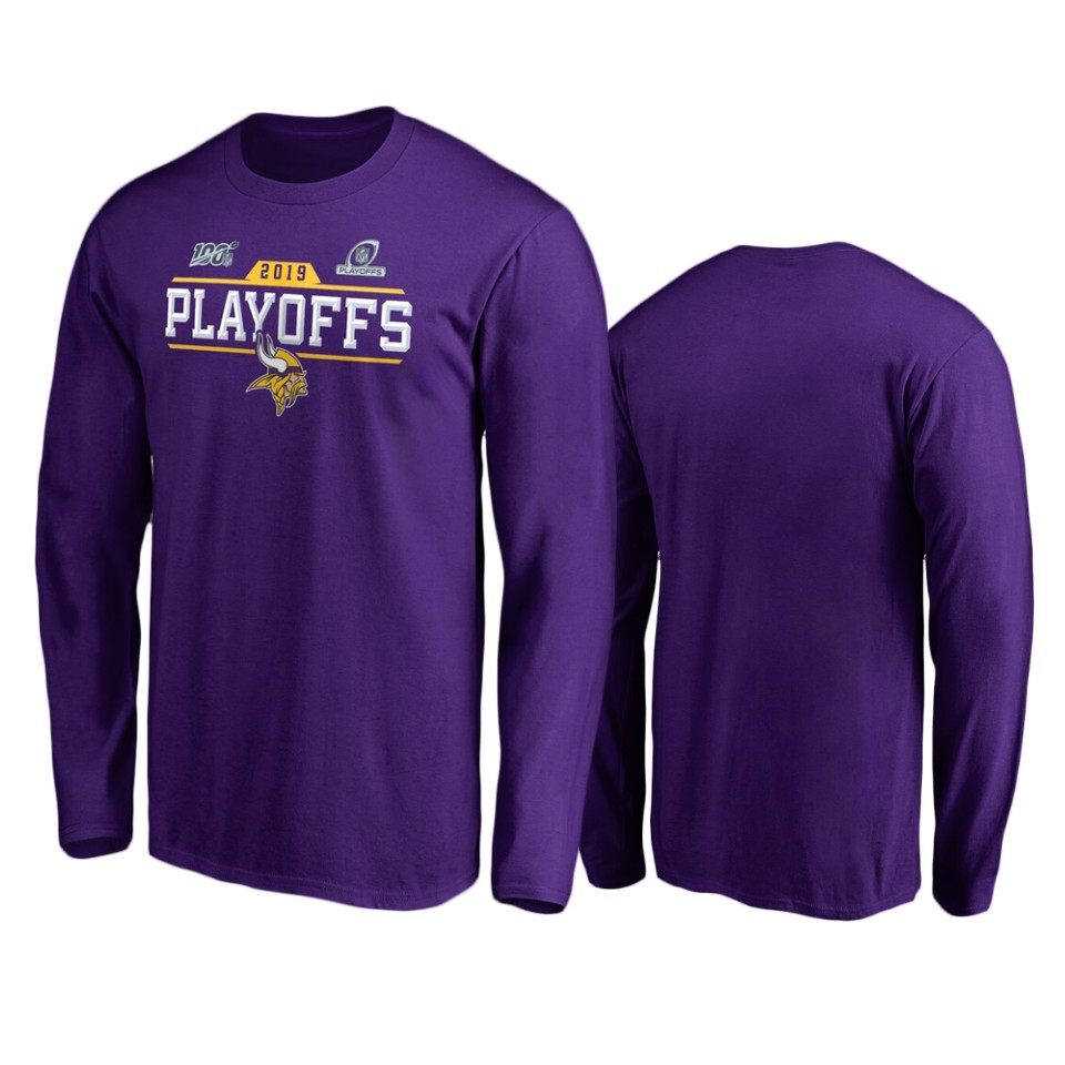 men's vikings purple 2019 nfl playoffs chip shot long sleeve t shirt