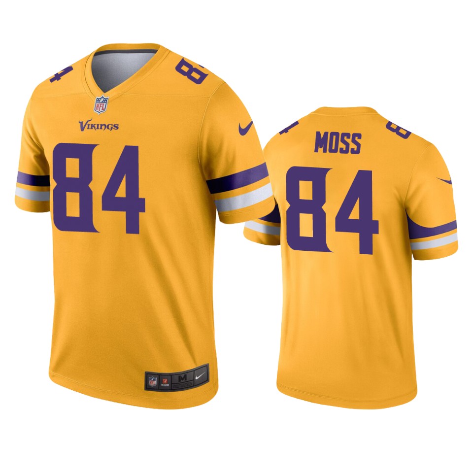 men's vikings randy moss gold inverted legend jersey