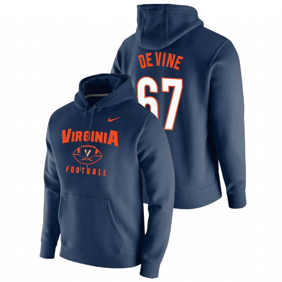 men's virginia cavaliers derek devine football pullover navy oopty oop hoodie
