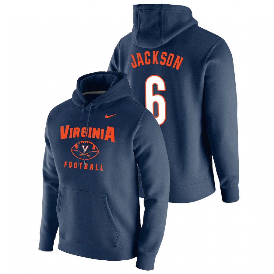men's virginia cavaliers nick jackson football pullover navy oopty oop hoodie