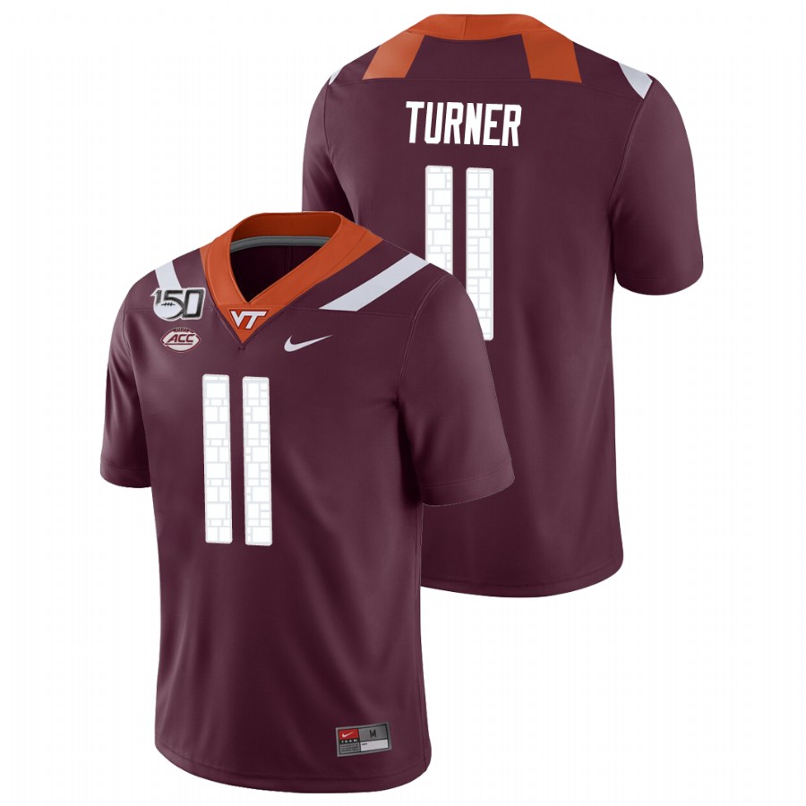 men's virginia tech hokies 11 tre turner maroon game college football jersey