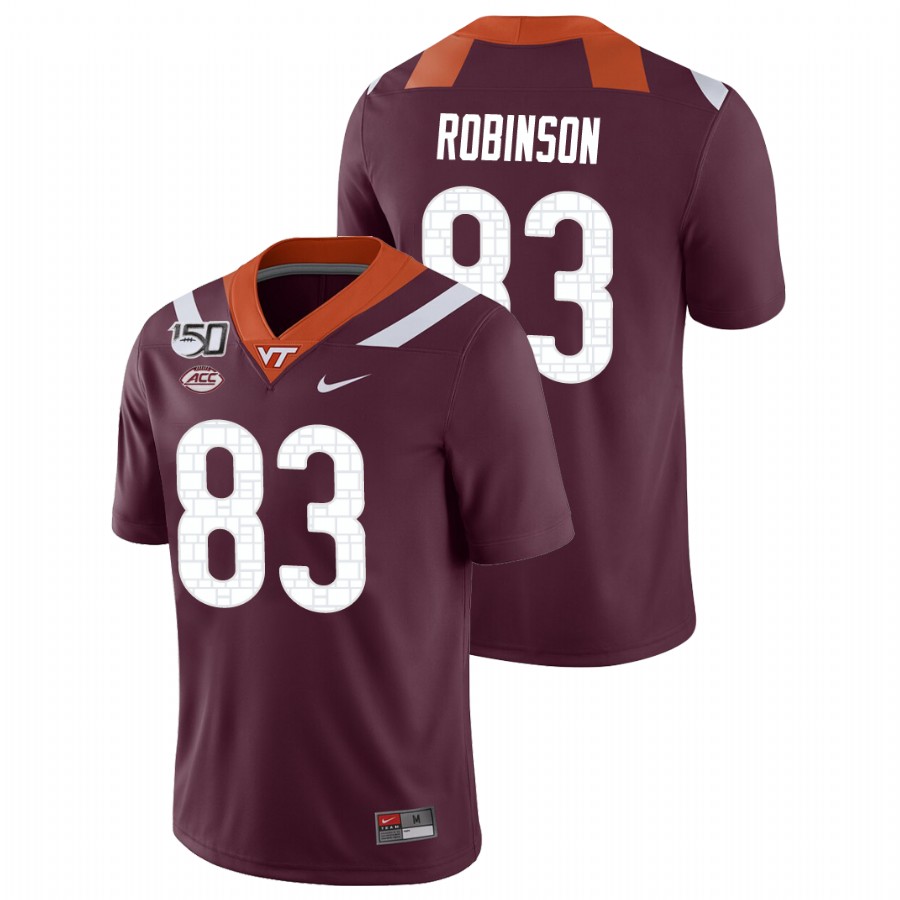 men's virginia tech hokies 83 tayvion robinson maroon game college football jersey