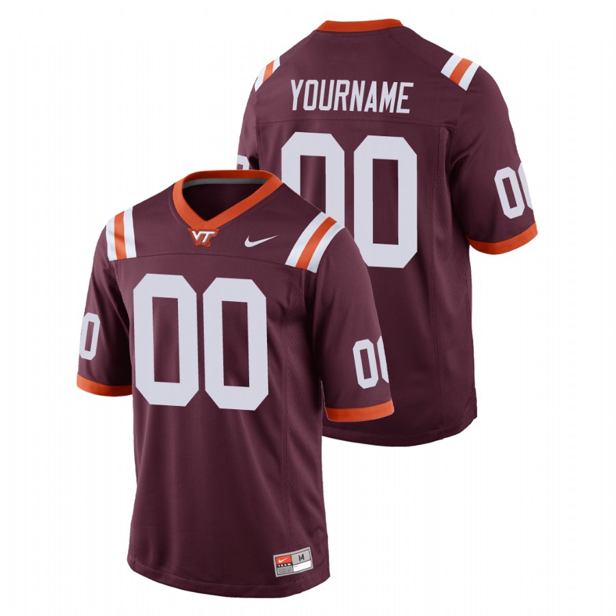 men's virginia tech hokies custom maroon replica football game jersey