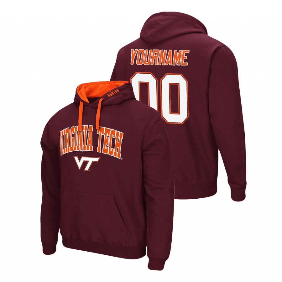 men's virginia tech hokies custom pullover maroon arch & logo 2.0 hoodie