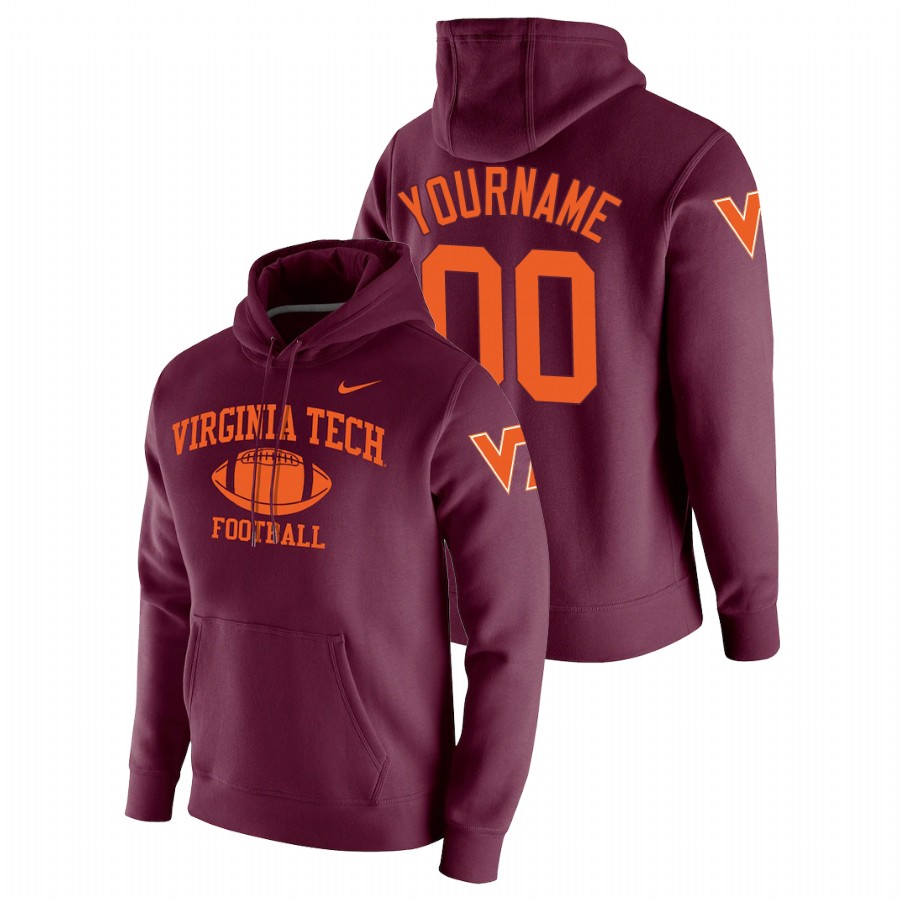men's virginia tech hokies custom pullover maroon retro football hoodie