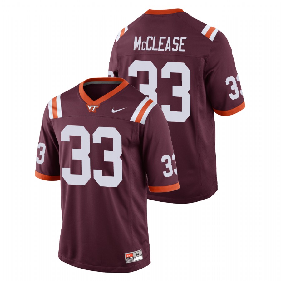 men's virginia tech hokies deshawn mcclease maroon replica football game jersey