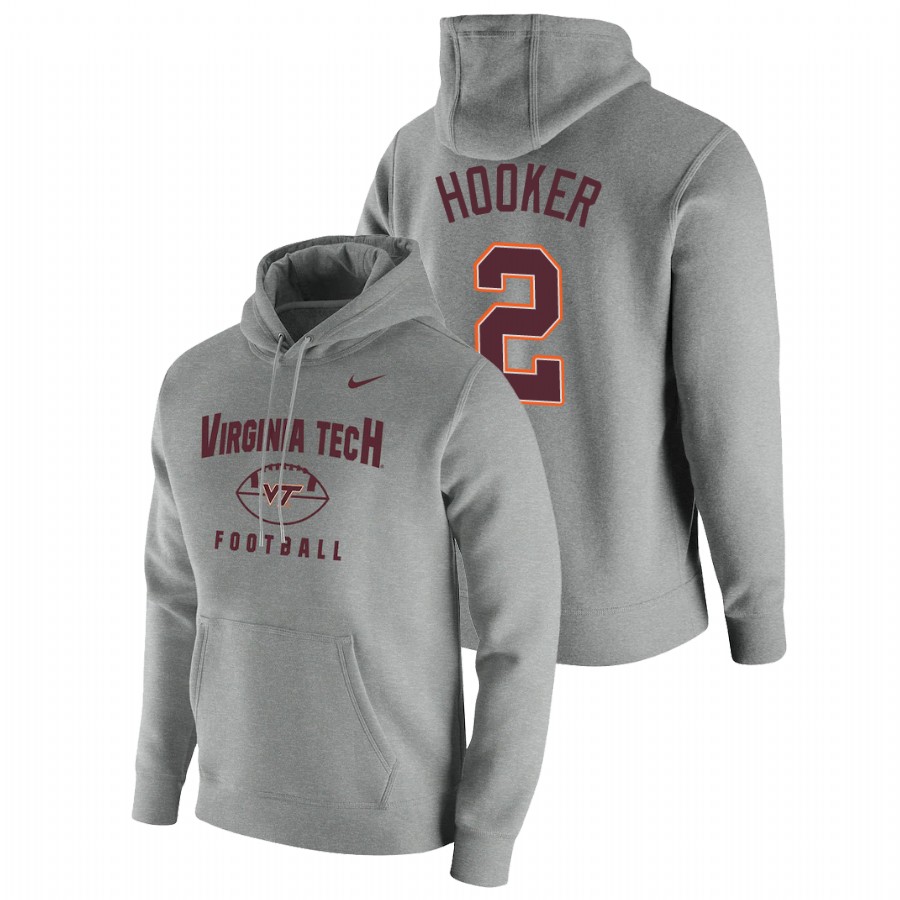 men's virginia tech hokies hendon hooker football pullover gray oopty oop hoodie