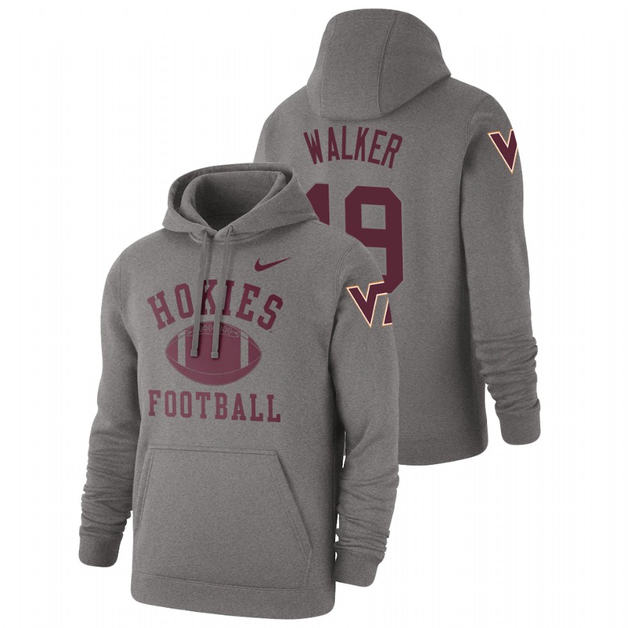 men's virginia tech hokies j.r. walker pullover heathered gray retro football hoodie