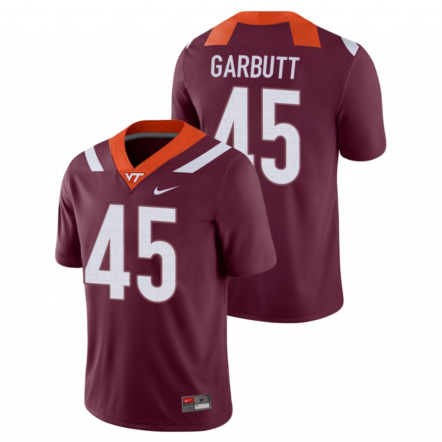 men's virginia tech hokies tyjuan garbutt maroon game football jersey
