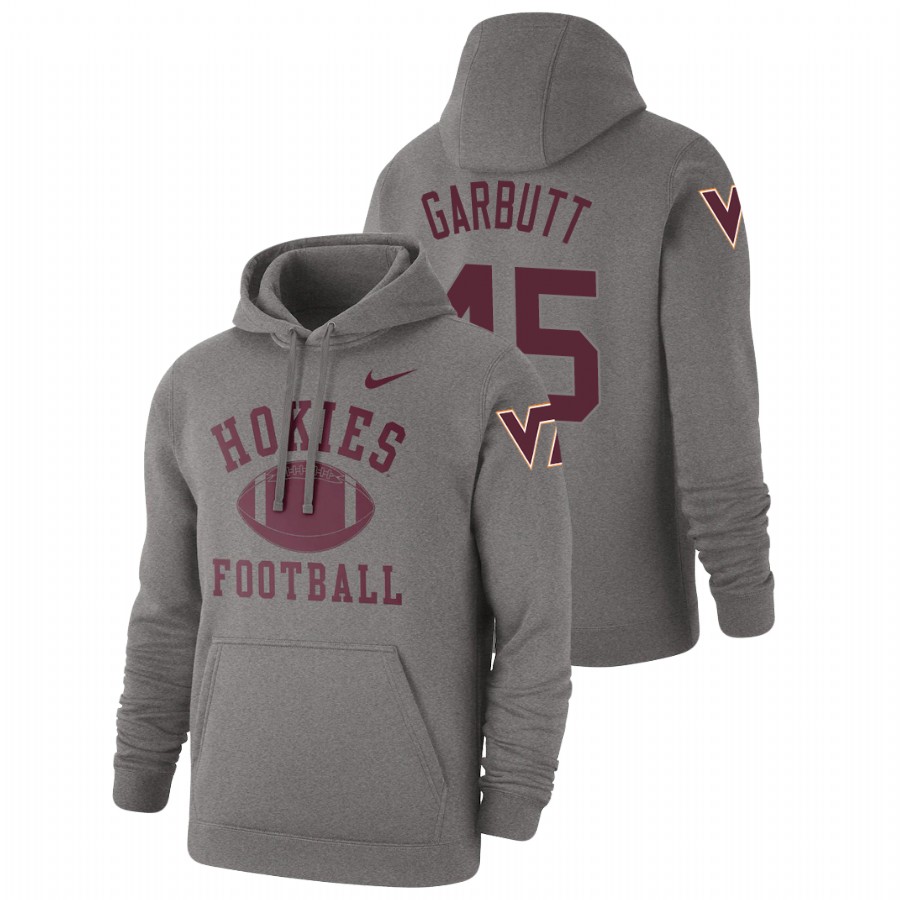 men's virginia tech hokies tyjuan garbutt pullover heathered gray retro football hoodie