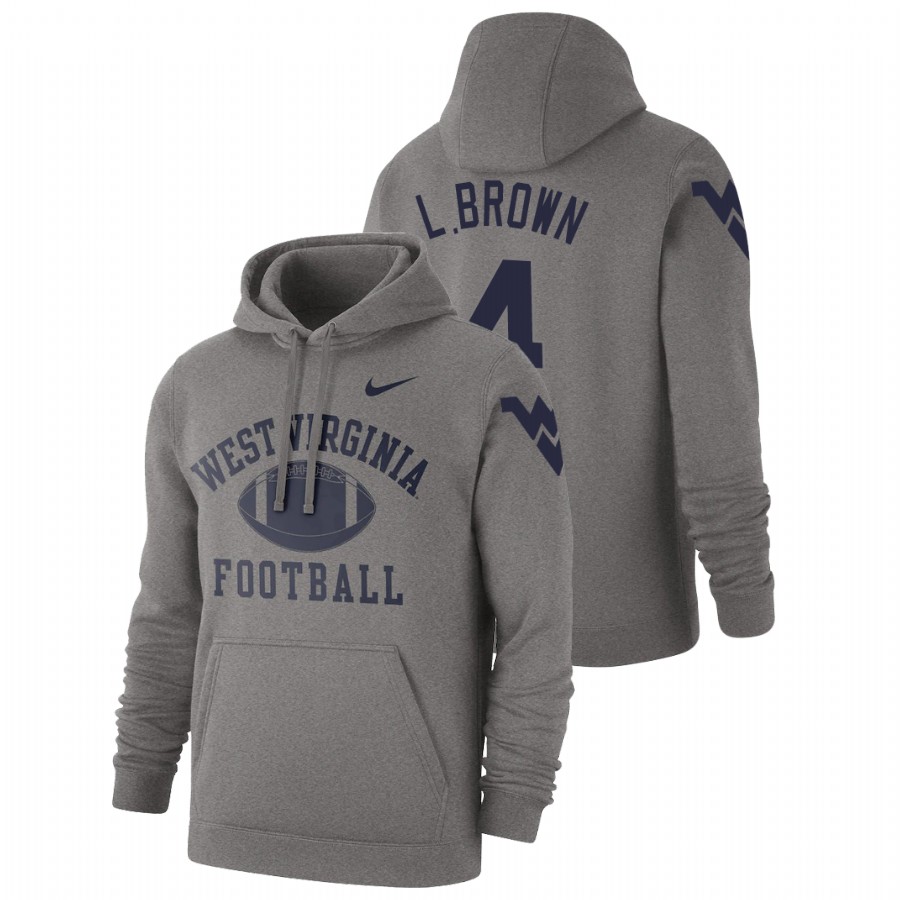 men's west virginia mountaineers leddie brown pullover heathered gray retro football hoodie