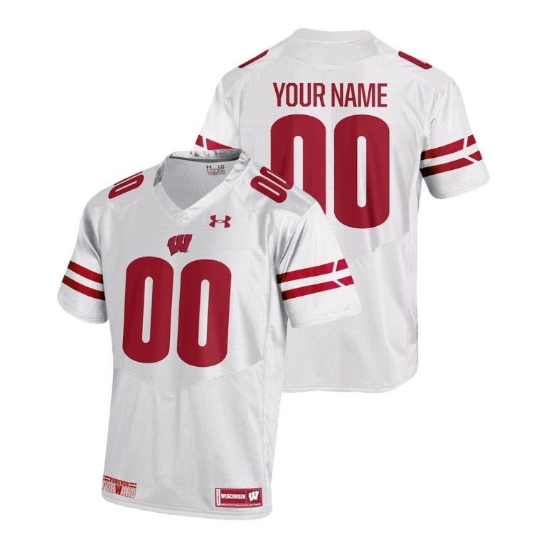 men's wisconsin badgers 00 custom white college football 2018 replica jersey