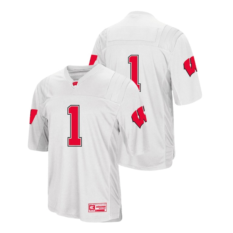 men's wisconsin badgers 1 white college football colosseum jersey
