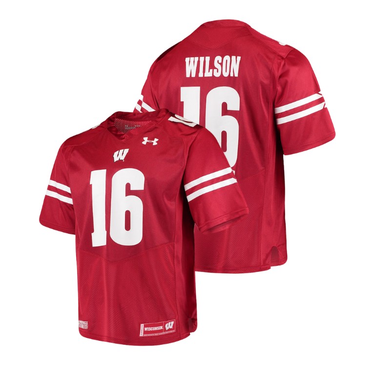 men's wisconsin badgers 16 russell wilson red alumni football game replica jersey