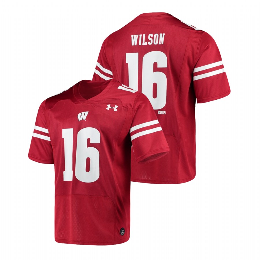 men's wisconsin badgers 16 russell wilson red replica alumni football jersey
