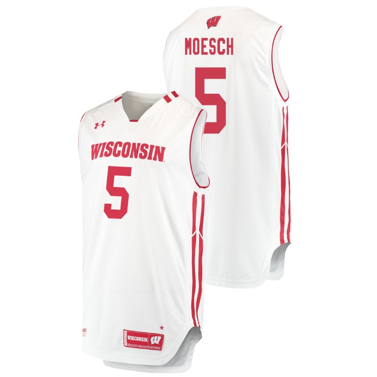 men's wisconsin badgers aaron moesch white replica college basketball jersey