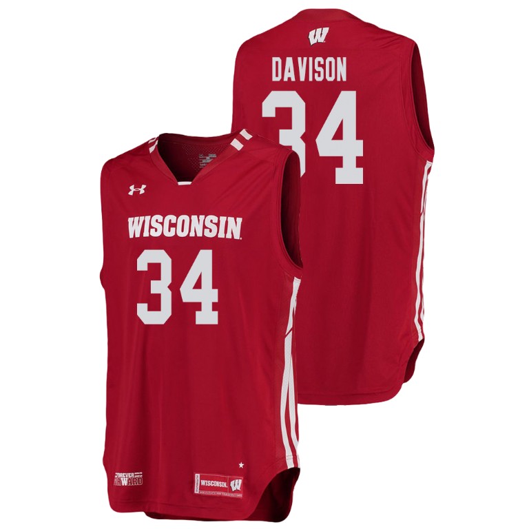 men's wisconsin badgers brad davison red replica college basketball jersey