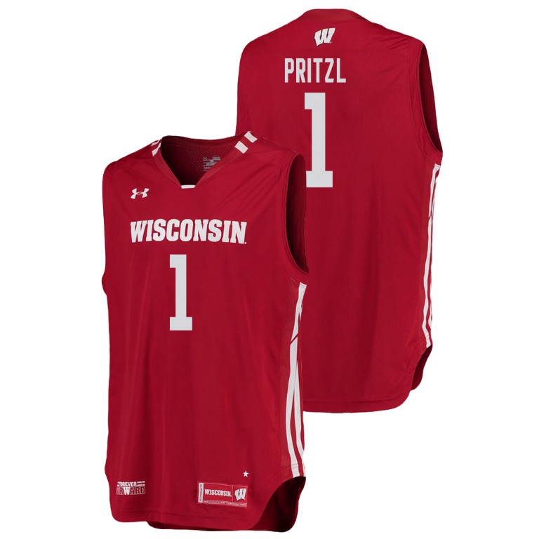 men's wisconsin badgers brevin pritzl red replica college basketball jersey