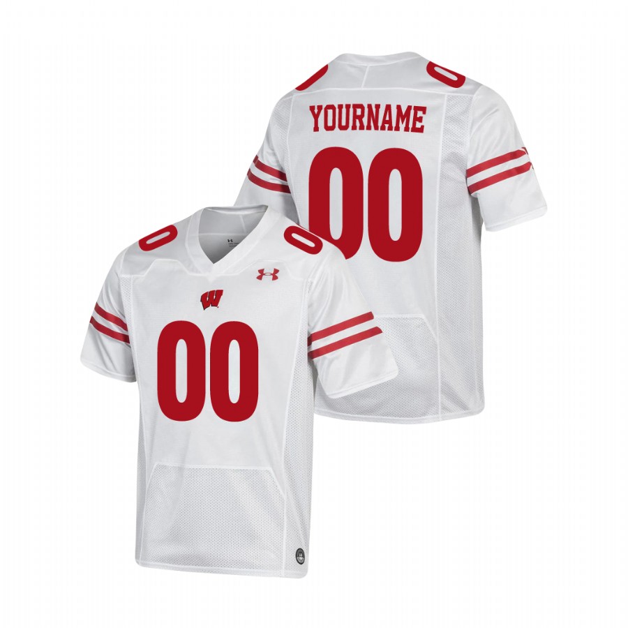 men's wisconsin badgers custom white replica football jersey
