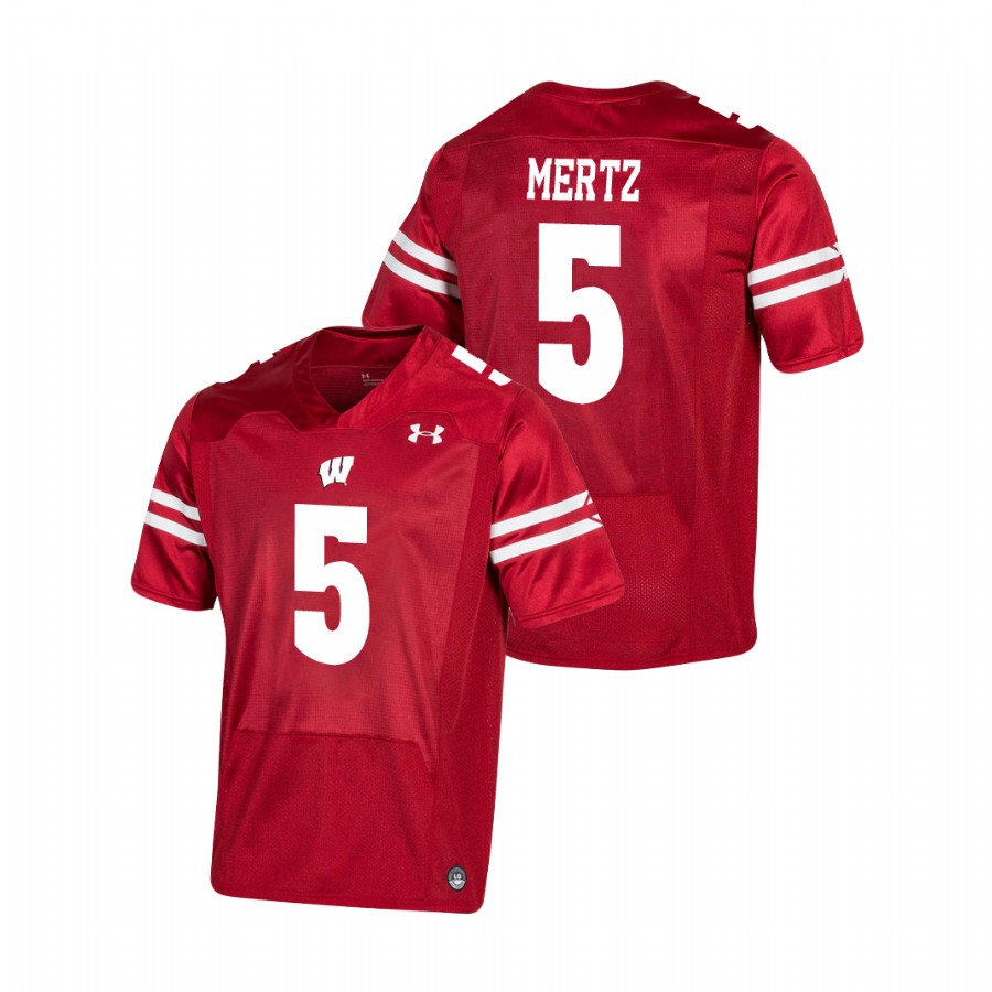 men's wisconsin badgers graham mertz red premier football jersey