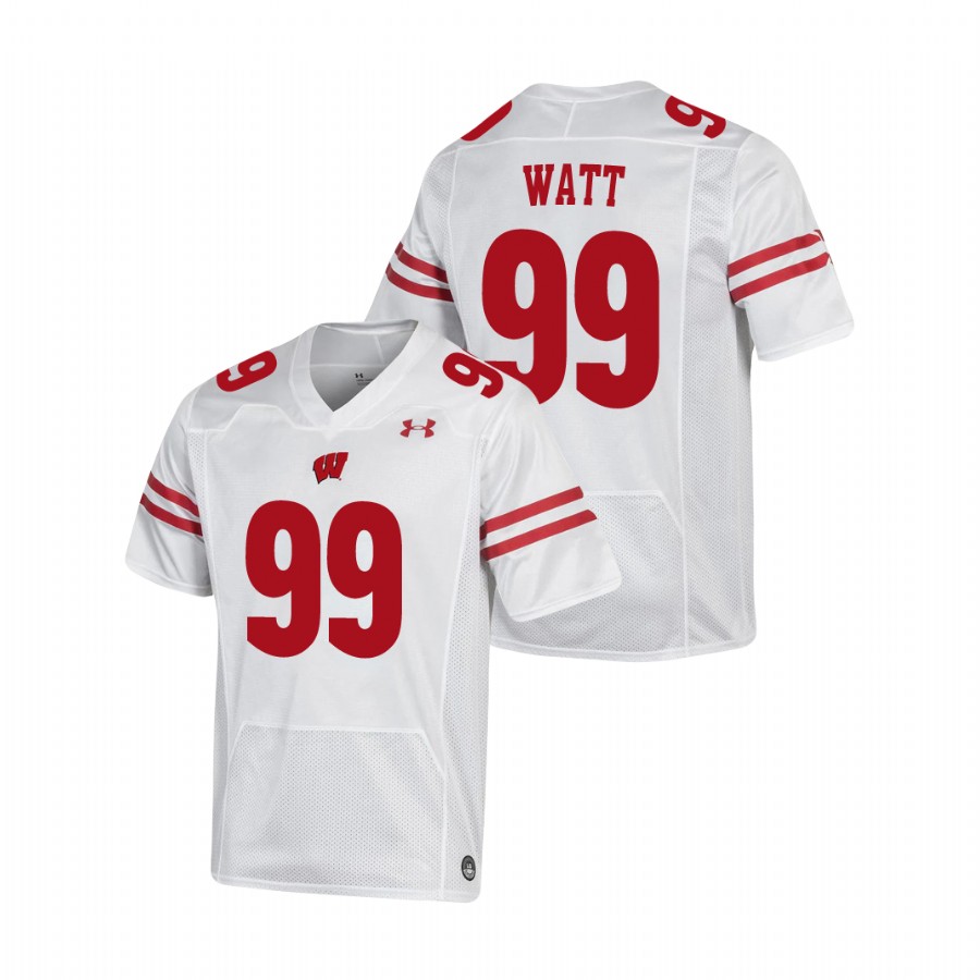 men's wisconsin badgers j.j. watt white replica football jersey