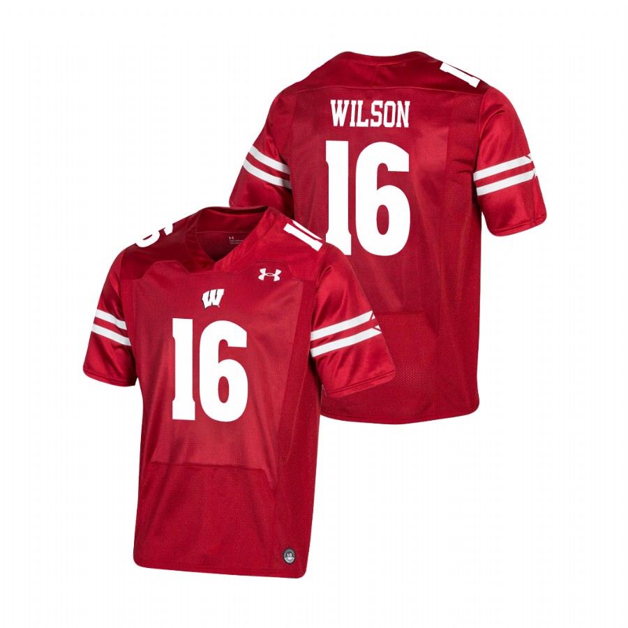 men's wisconsin badgers russell wilson red premier football jersey