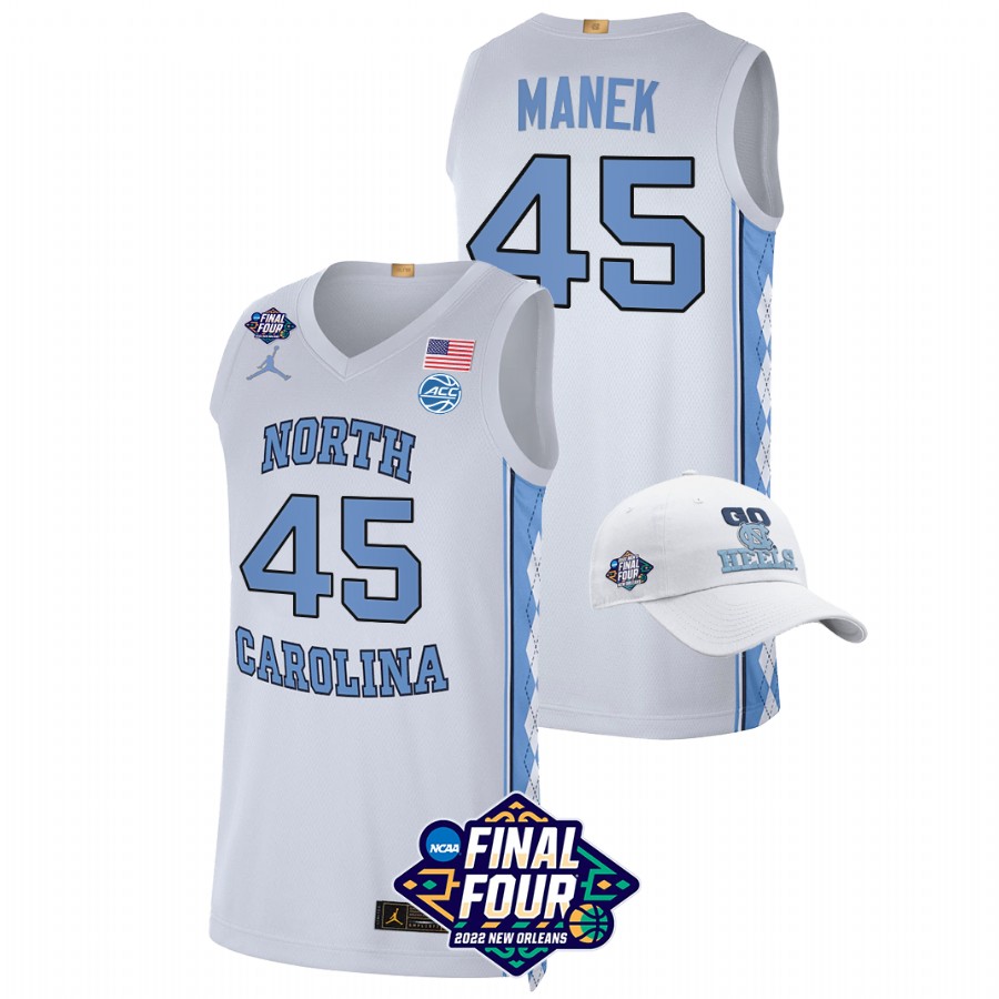 men north carolina tar heels brady manek basketball 2022 march madness final four white jersey